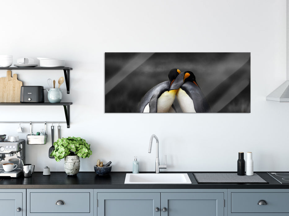 Pinguine in der Antarktis, Glasbild Panorama