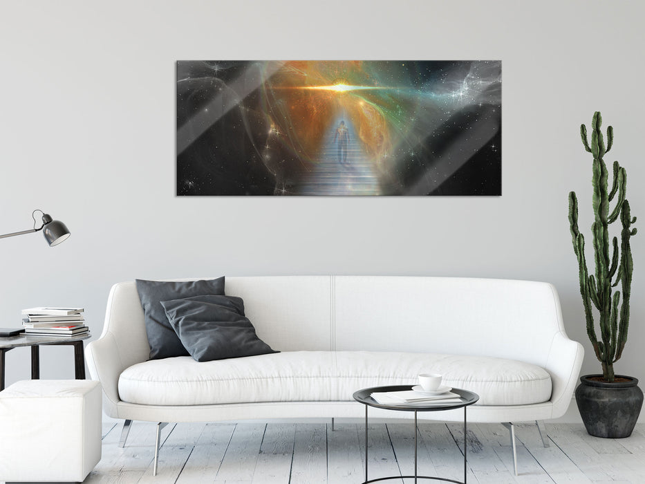 Kosmische Treppe in die Galaxis, Glasbild Panorama