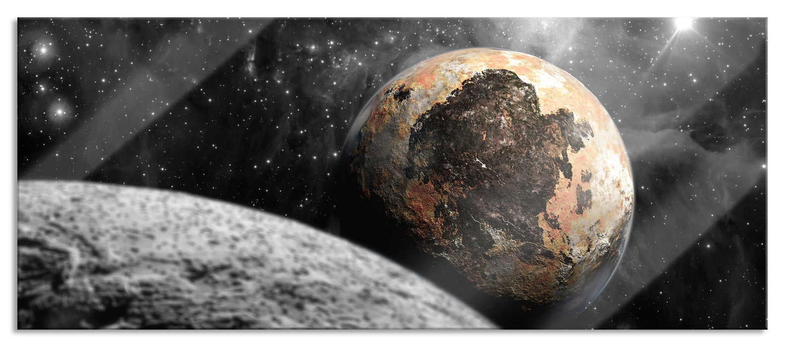 Pixxprint Alien Planeten im Weltall, Glasbild Panorama