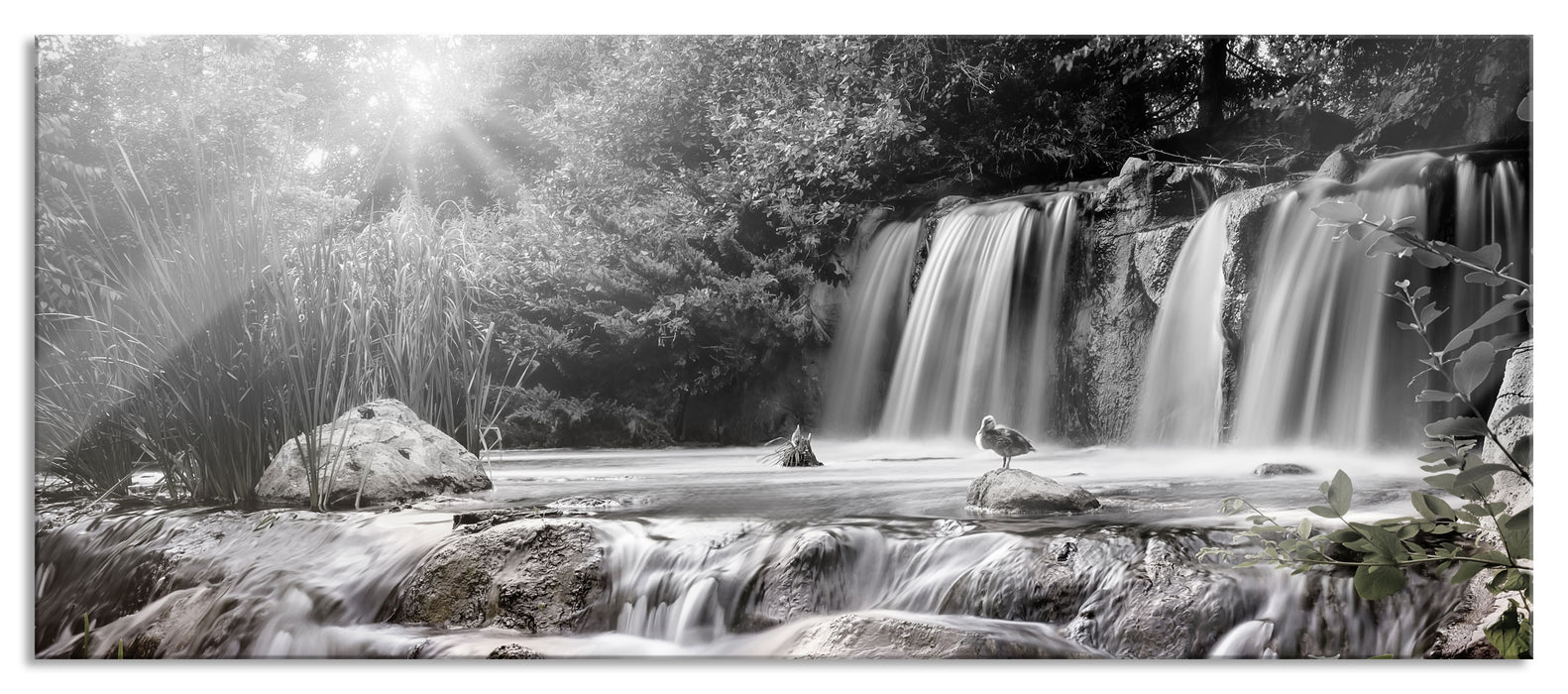 Pixxprint Wasserfall, Glasbild Panorama