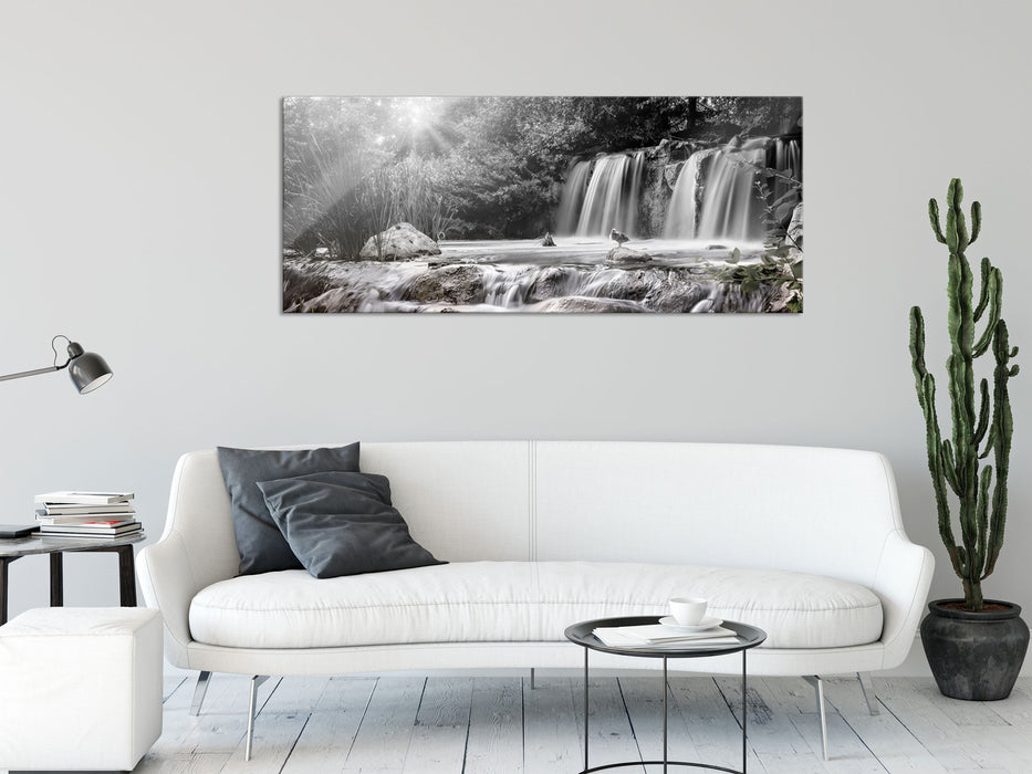 Wasserfall, Glasbild Panorama