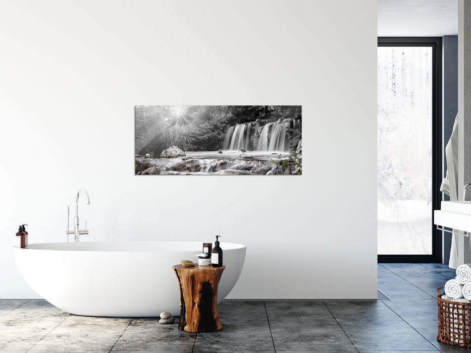 Wasserfall, Glasbild Panorama