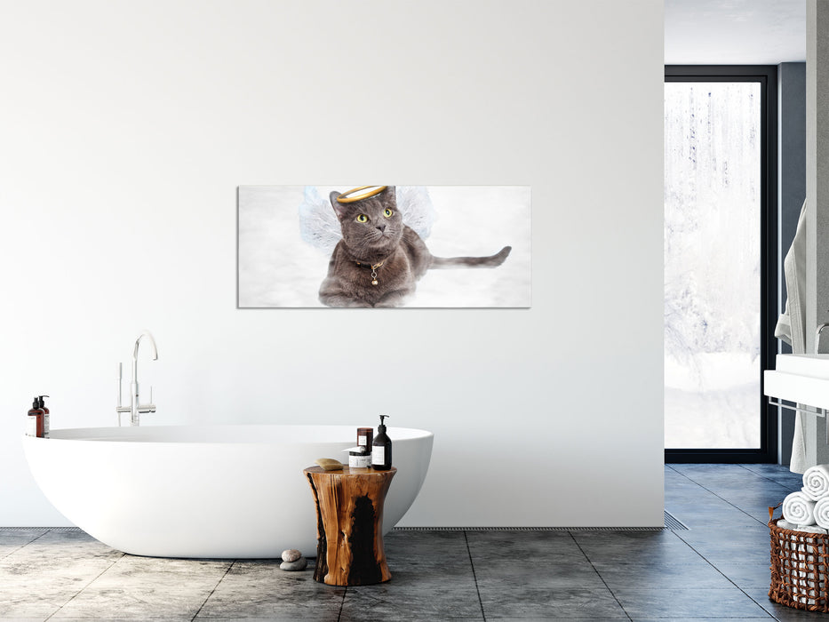 Katzen-Engel im Himmel, Glasbild Panorama