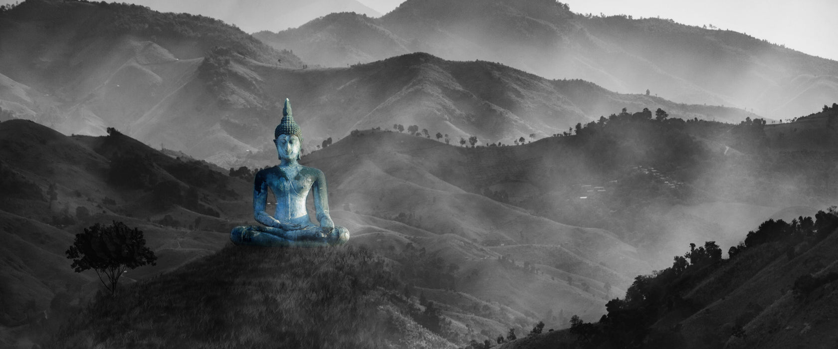 Buddha, Glasbild Panorama