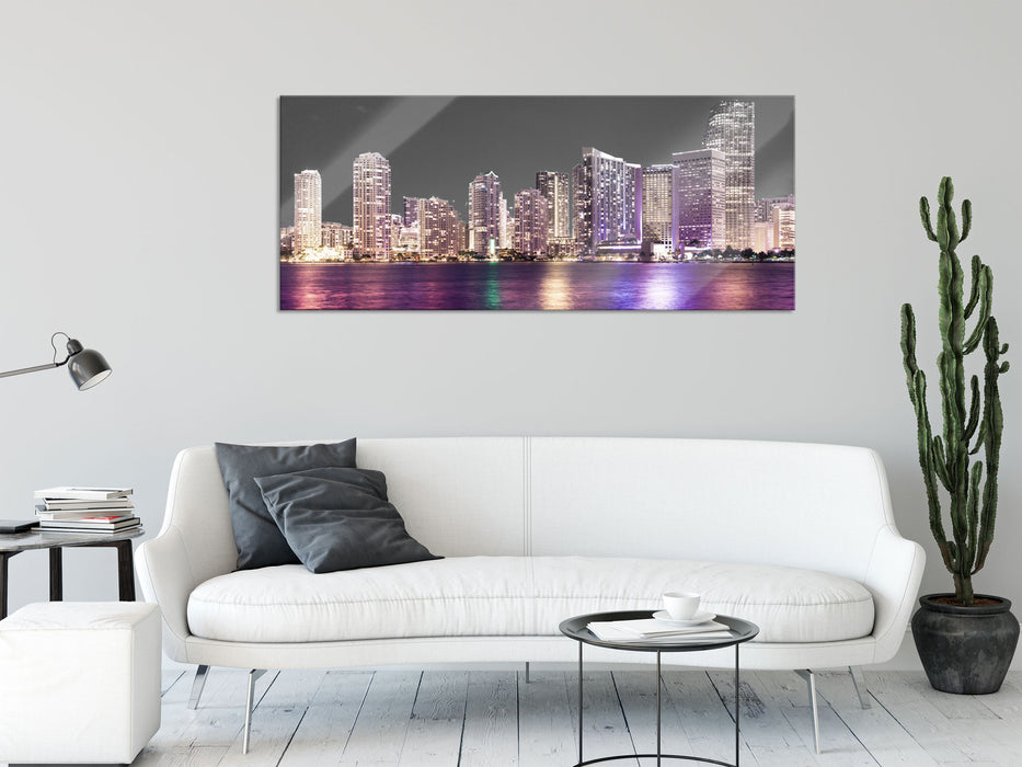 Skyline von Miami Florida, Glasbild Panorama