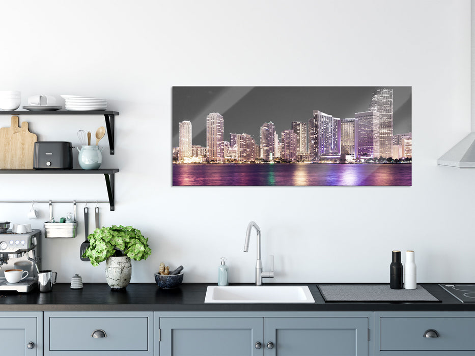 Skyline von Miami Florida, Glasbild Panorama