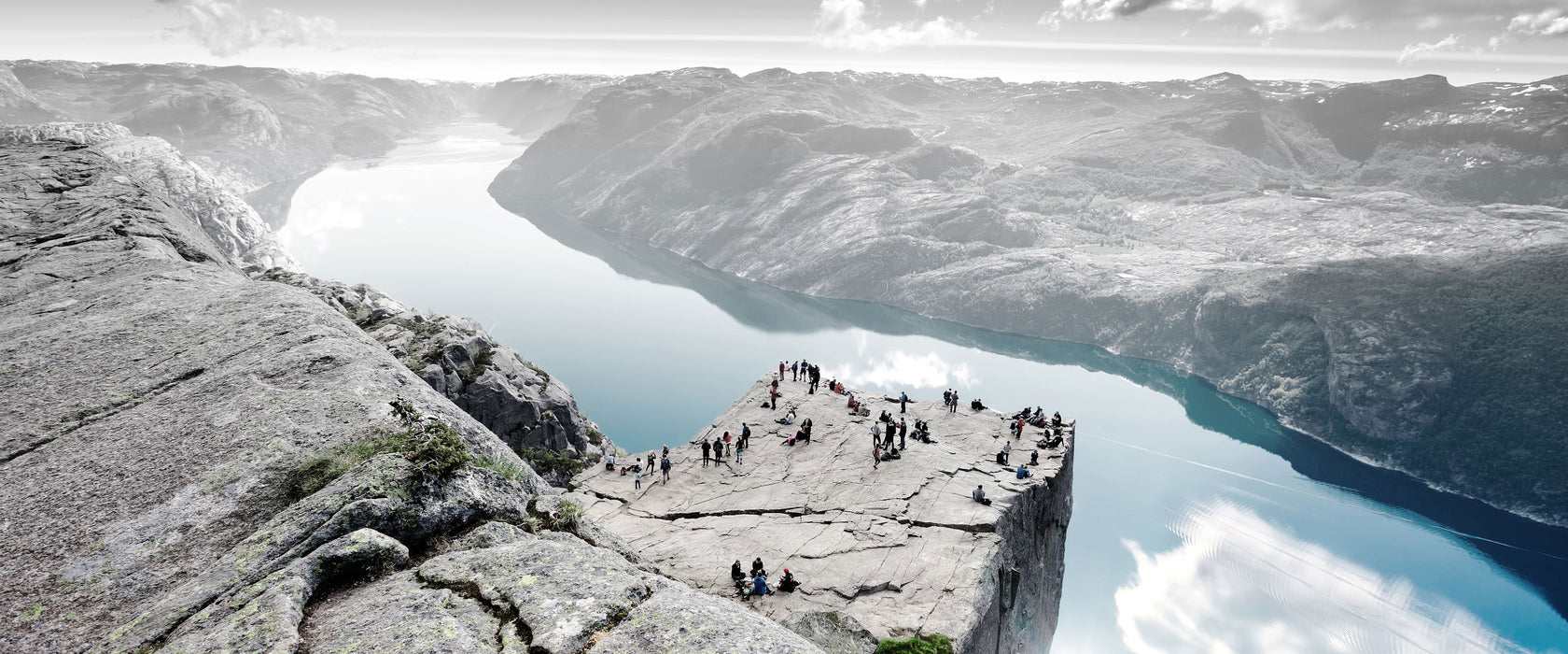 Küste in Norwegen, Glasbild Panorama