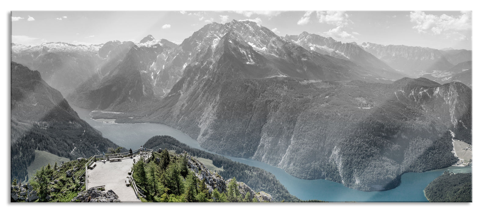 Pixxprint Königssee in Bayern, Glasbild Panorama