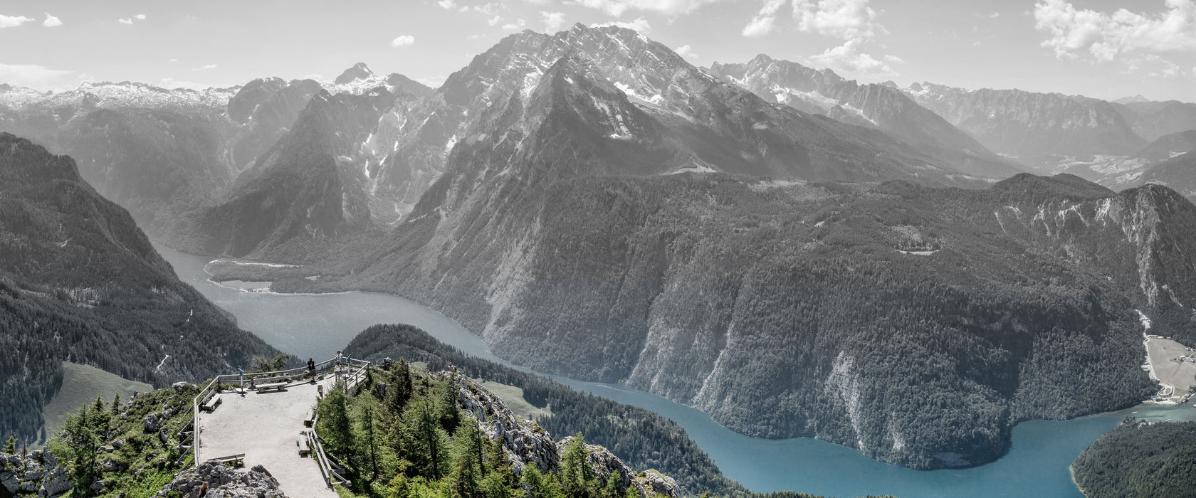 Königssee in Bayern, Glasbild Panorama