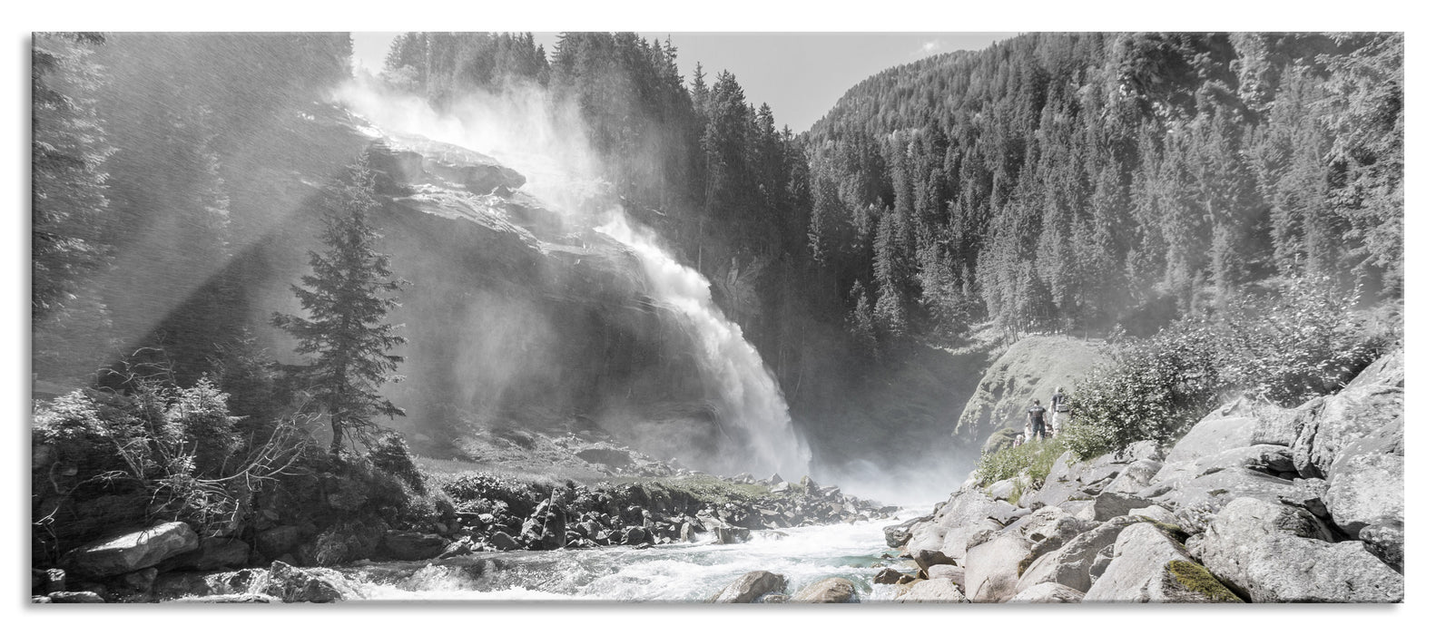 Pixxprint Wasserfälle Nationalpark, Glasbild Panorama