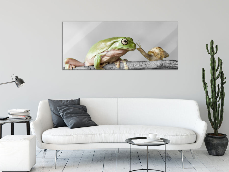 der Frosch und die Schnecke, Glasbild Panorama