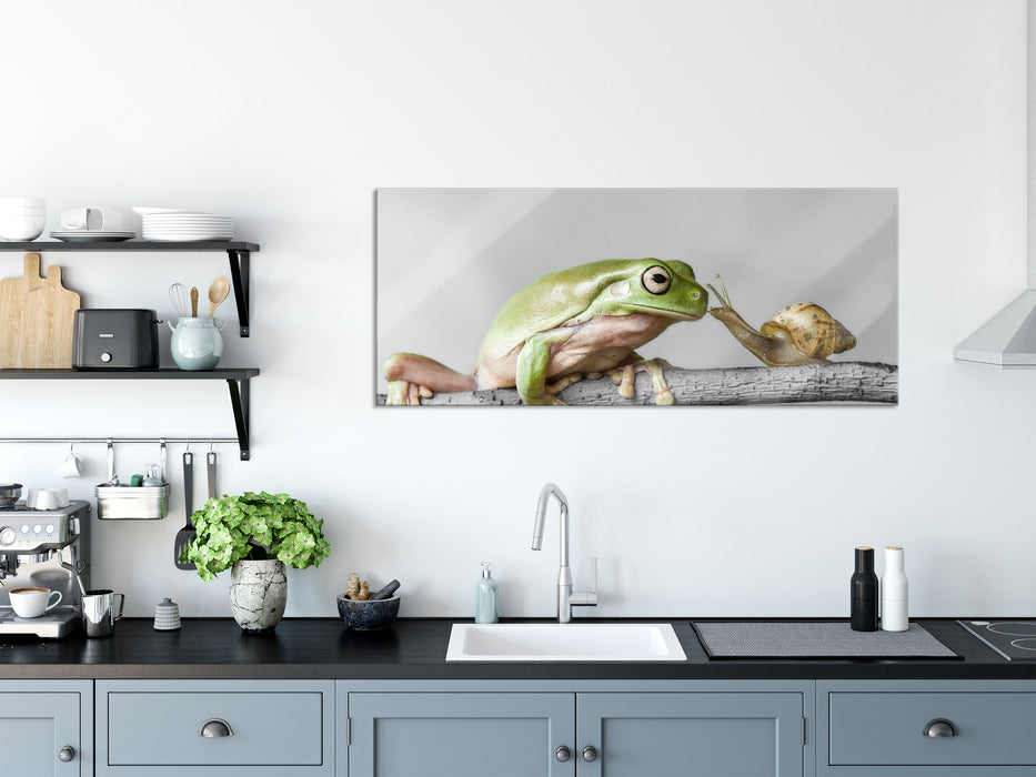 der Frosch und die Schnecke, Glasbild Panorama