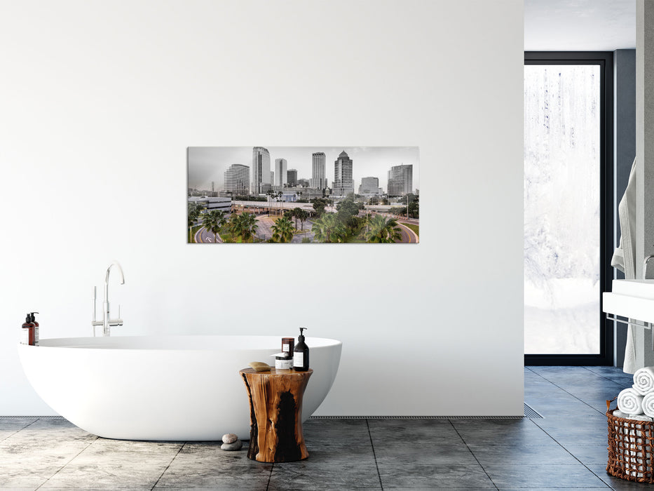 Skyline in den USA, Glasbild Panorama