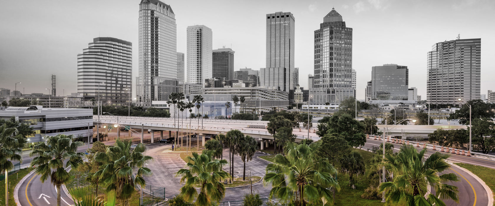 Skyline in den USA, Glasbild Panorama