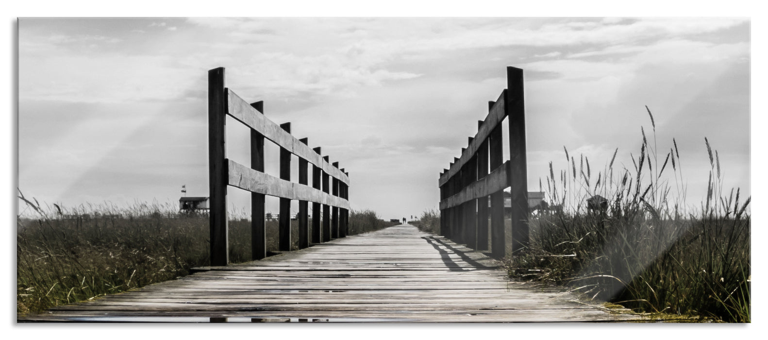 Pixxprint Steg in der Landschaft, Glasbild Panorama