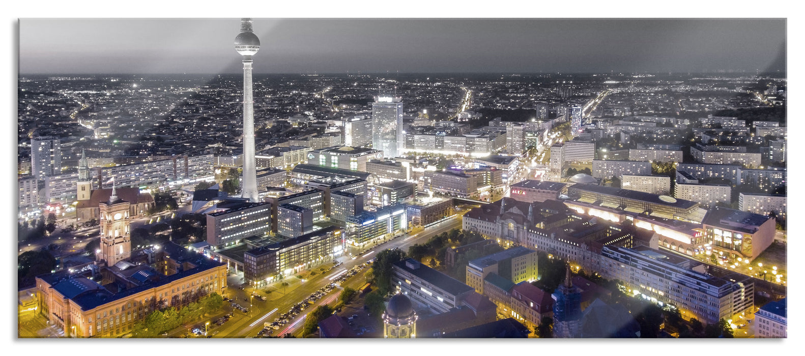 Pixxprint Berlin City Panorama, Glasbild Panorama