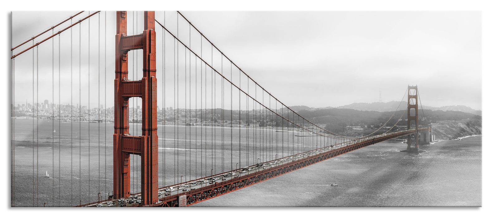 Pixxprint Golden Gate Bridge, Glasbild Panorama