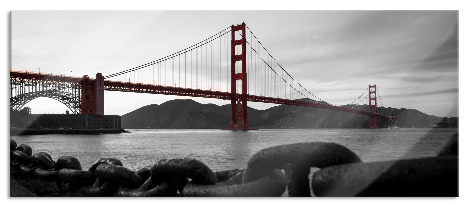 Pixxprint Golden Gate Bridge, Glasbild Panorama