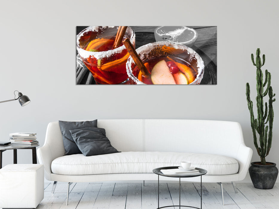 eine winterliche Bowle, Glasbild Panorama