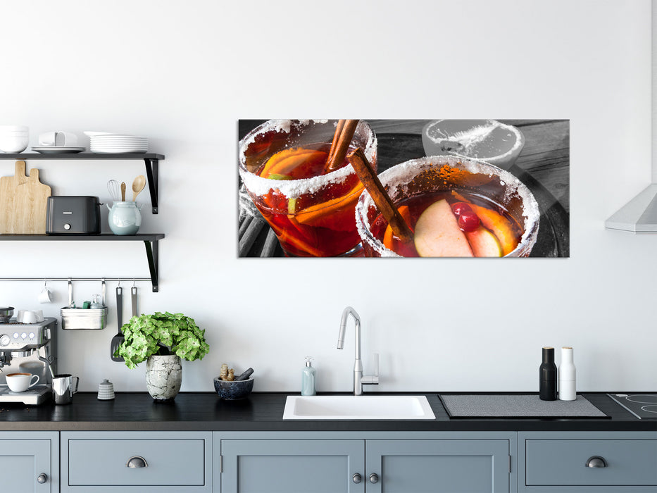 eine winterliche Bowle, Glasbild Panorama