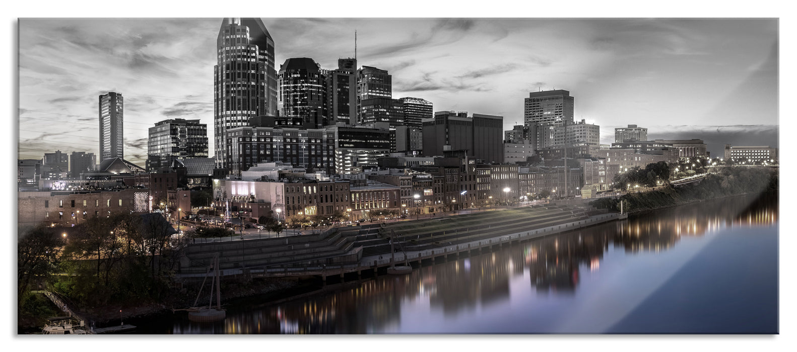 Pixxprint Nashville Skyline Panorama, Glasbild Panorama