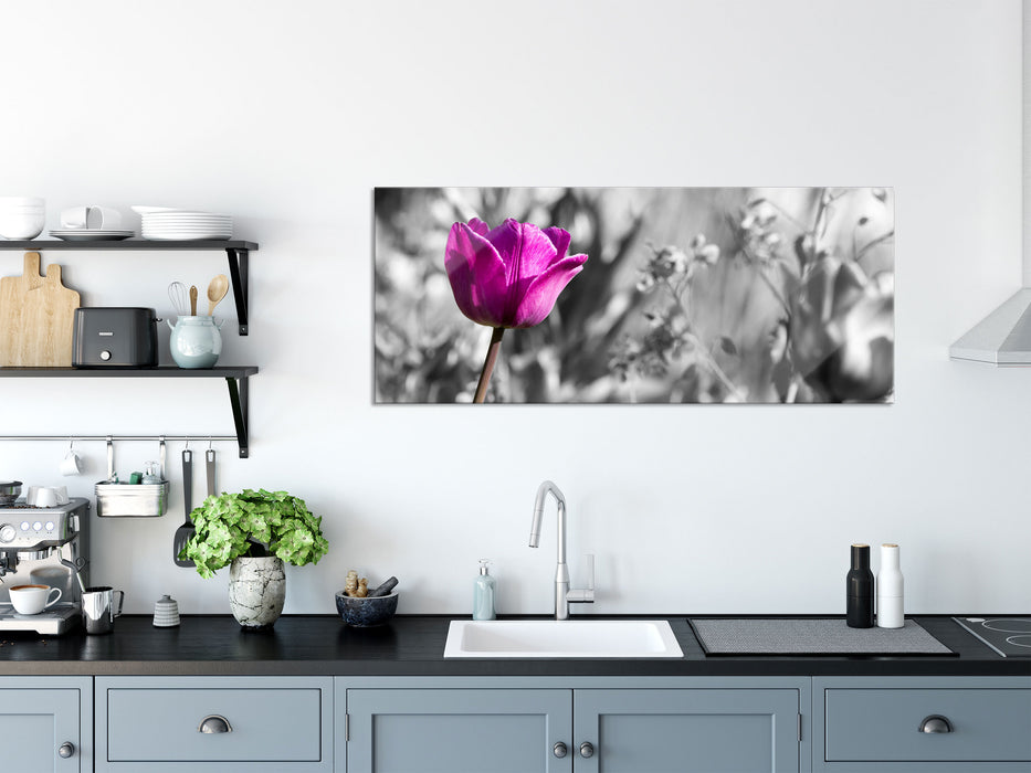 Blumen im Sonnenschein, Glasbild Panorama