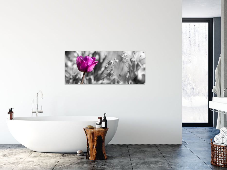 Blumen im Sonnenschein, Glasbild Panorama