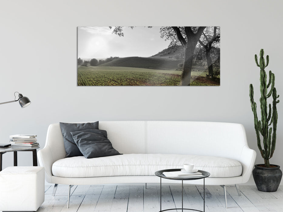 Landschaft im Herbst, Glasbild Panorama