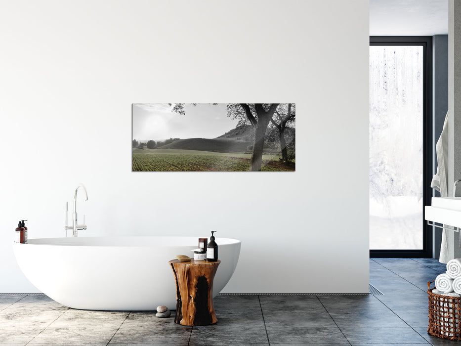 Landschaft im Herbst, Glasbild Panorama