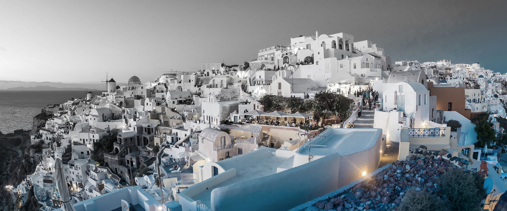 Oia Dorf Santorin, Glasbild Panorama