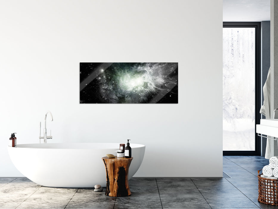 ferne Galaxie im Sternenstaub, Glasbild Panorama