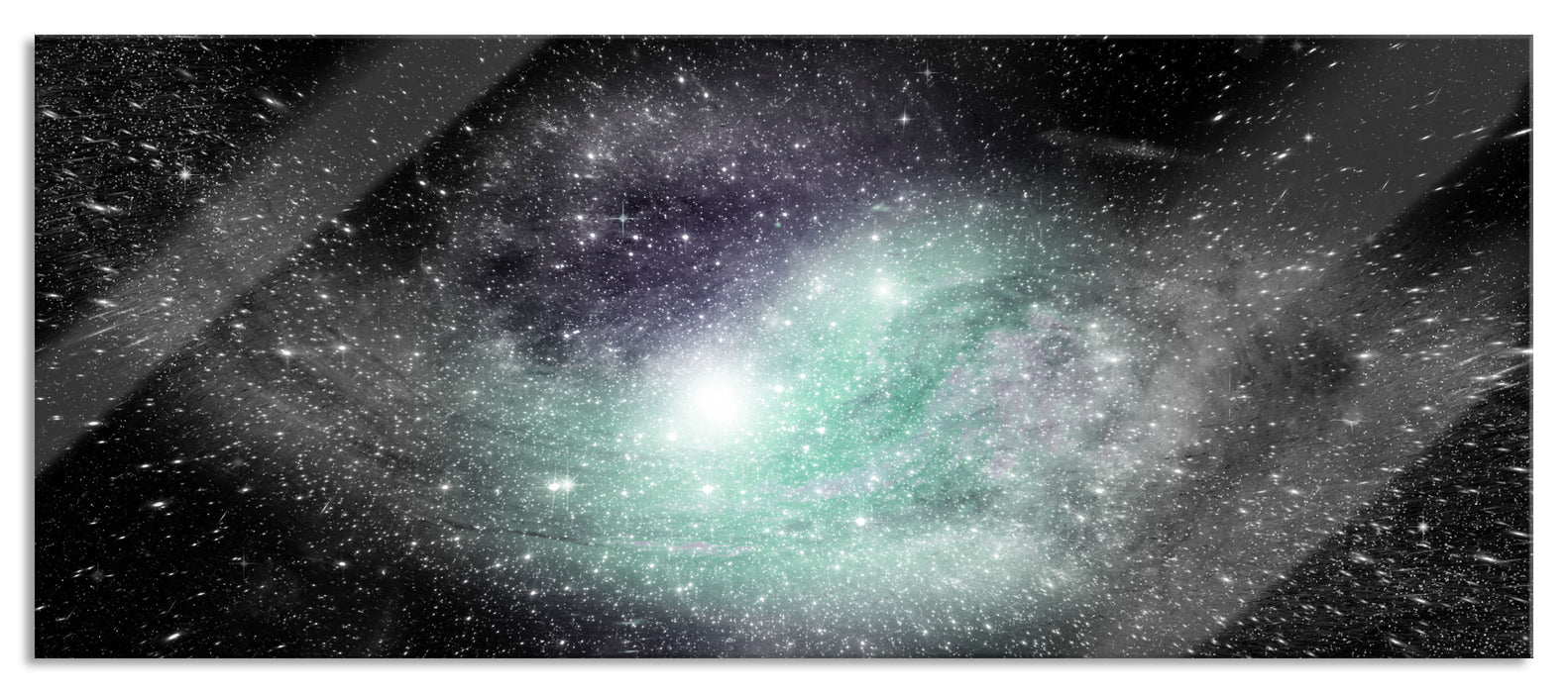 Pixxprint ferne Galaxie im Sternenstaub, Glasbild Panorama