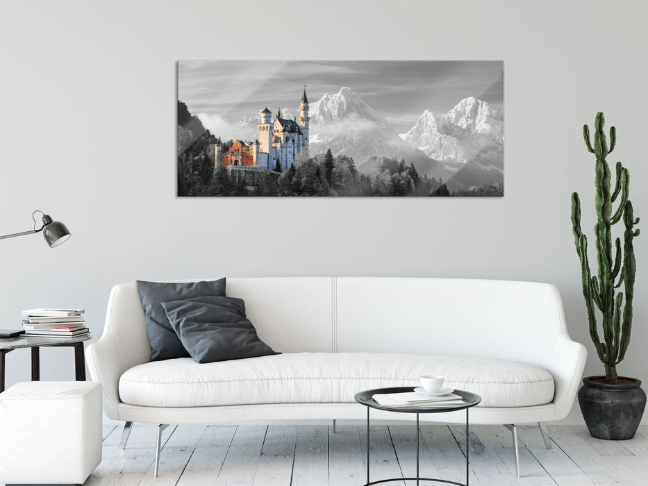 Schloss Neuschwanstein, Glasbild Panorama