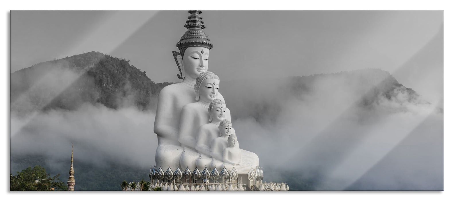 Pixxprint Buddha-Skulptur in Thailand, Glasbild Panorama