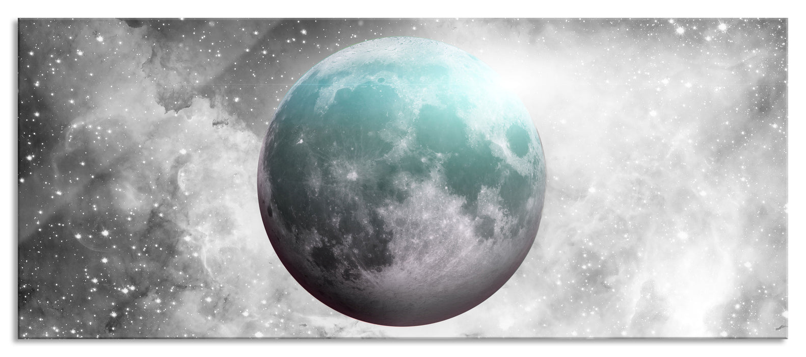 Pixxprint unser Mond im Sternenstaub, Glasbild Panorama