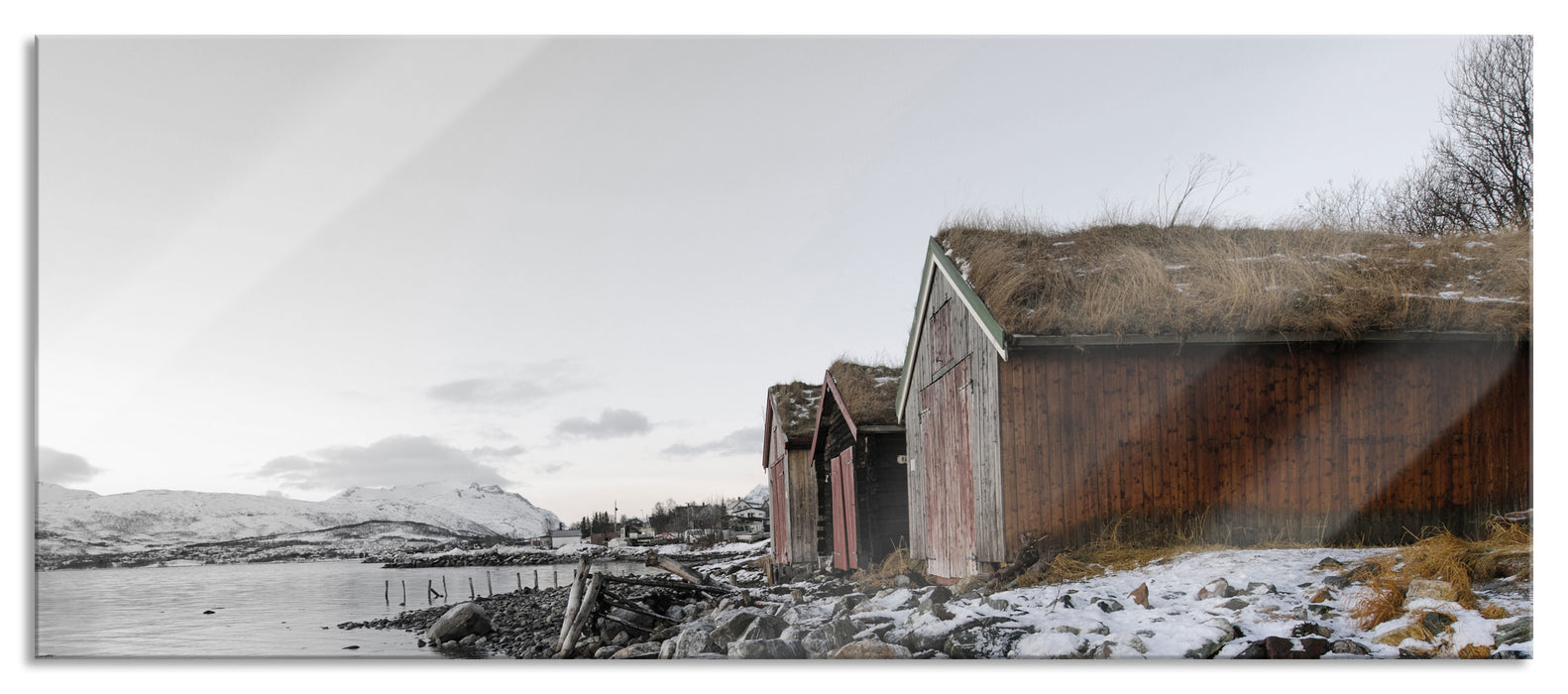 Pixxprint Küste der norwegischen See Tromso, Glasbild Panorama