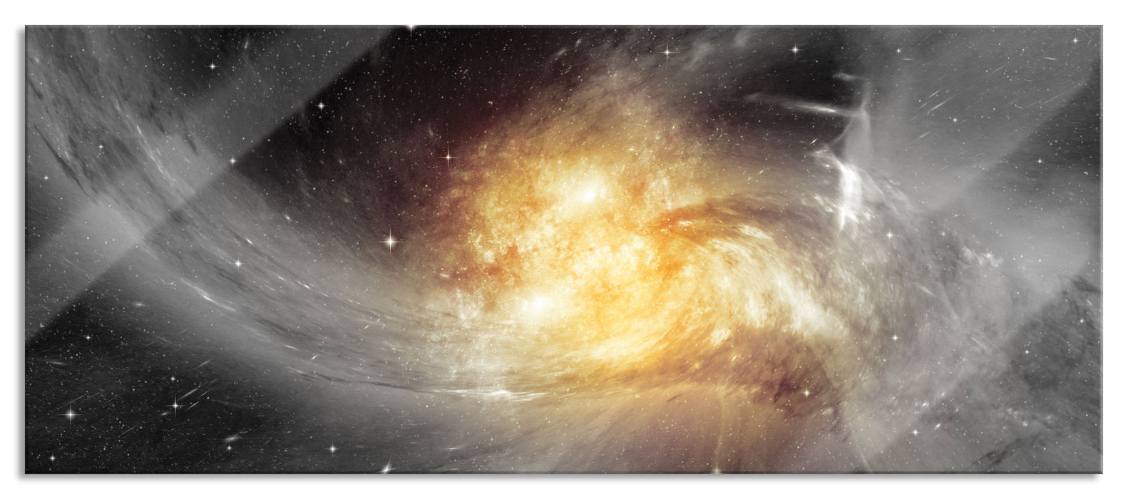 Pixxprint Sterne Galaxie, Glasbild Panorama