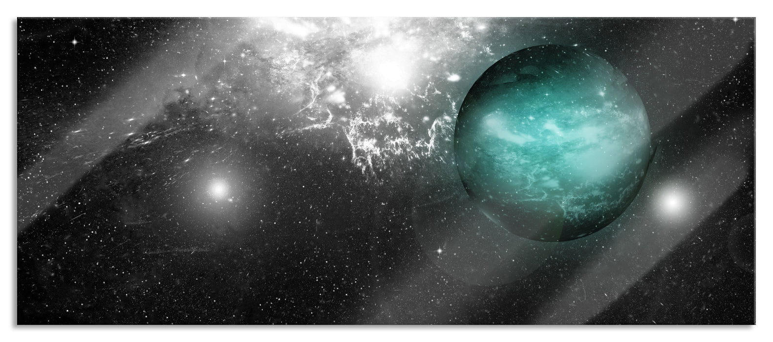 Pixxprint Sterne Galaxie, Glasbild Panorama