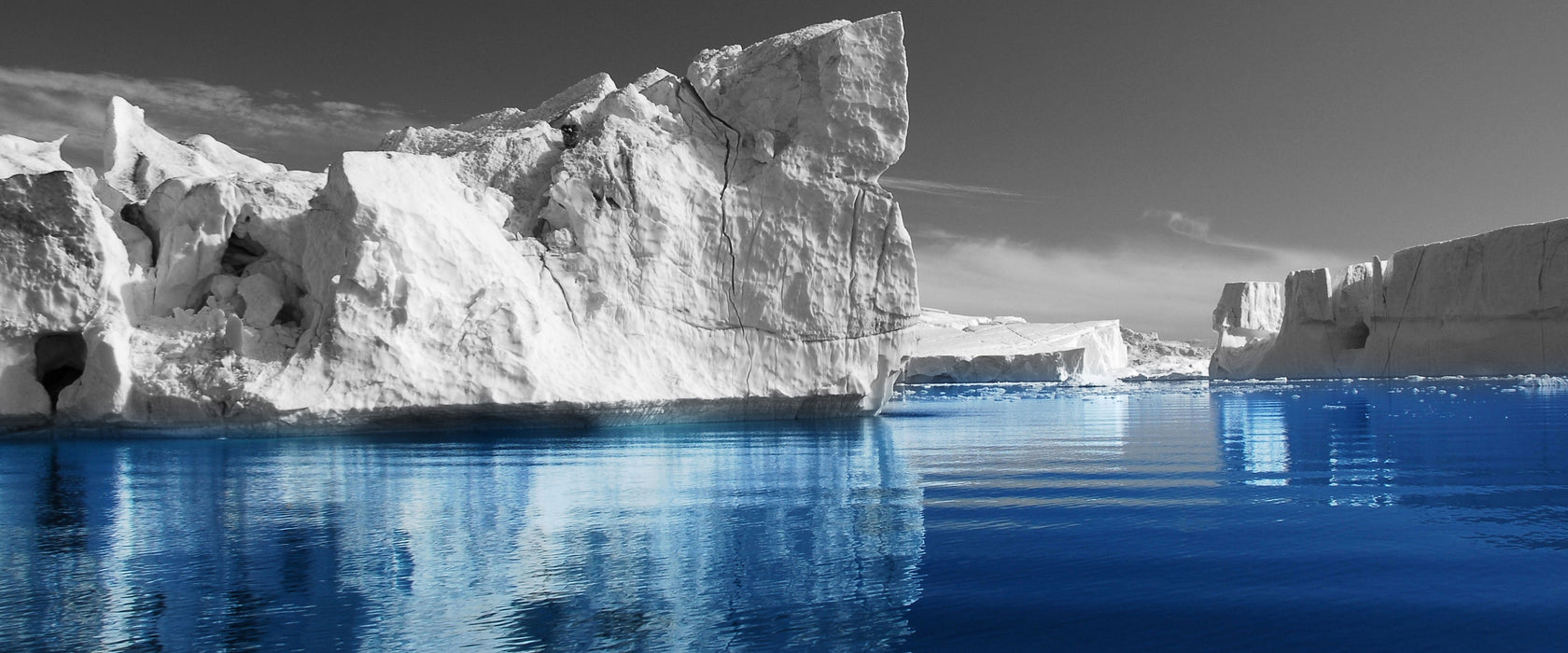 Eisberge in Grönland, Glasbild Panorama