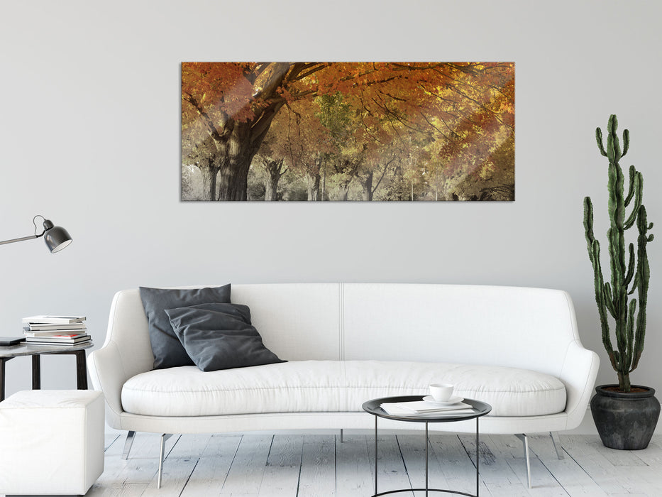 schöne Herbstlandschaft, Glasbild Panorama