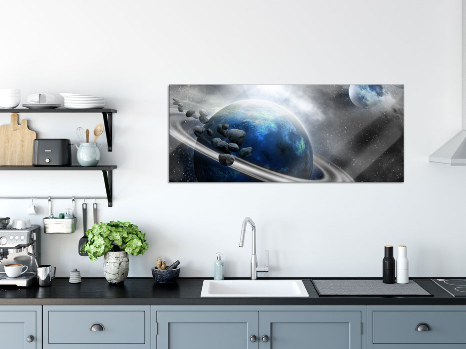 Planeten und Meteoriten, Glasbild Panorama