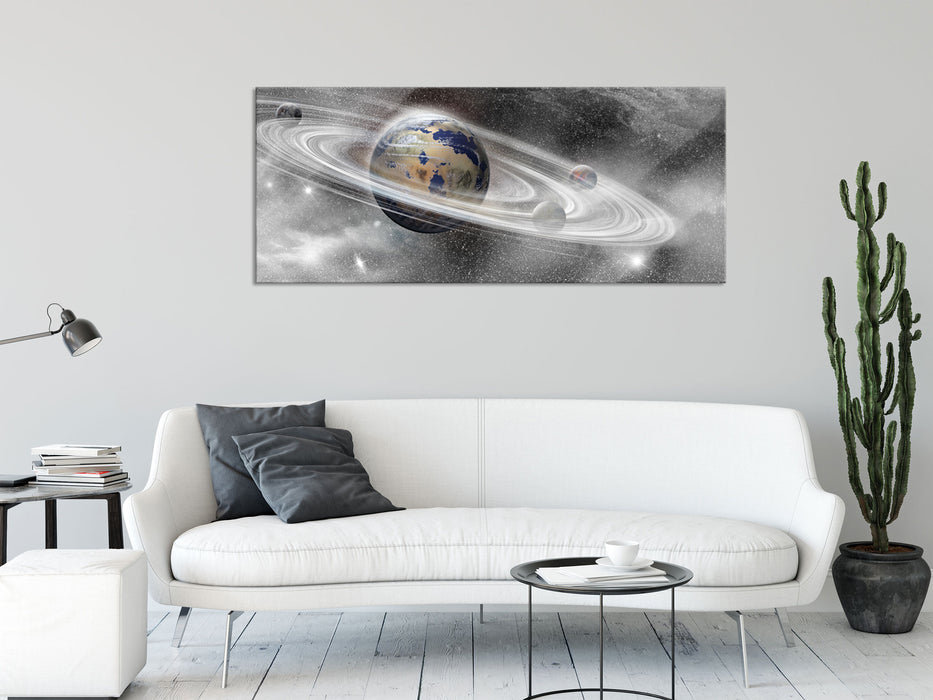 abstrakte Galaxie, Glasbild Panorama