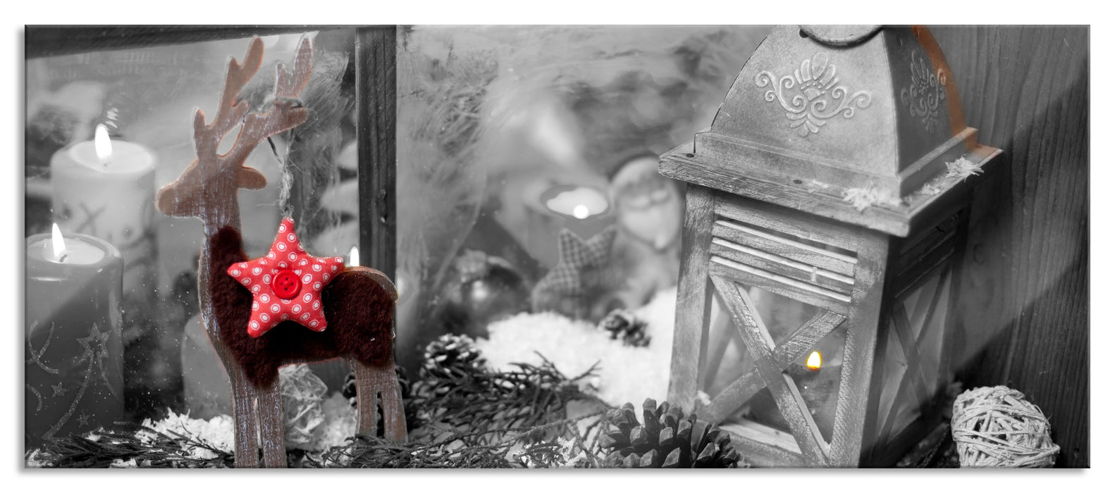 Pixxprint weihnachtliches Fensterbrett, Glasbild Panorama