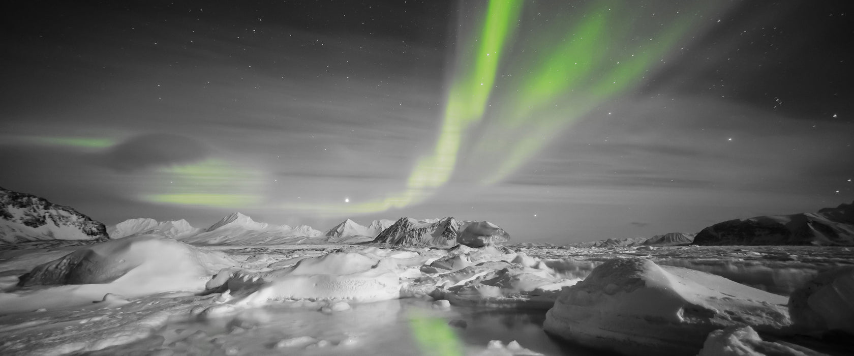 gewaltiges Polarlicht, Glasbild Panorama