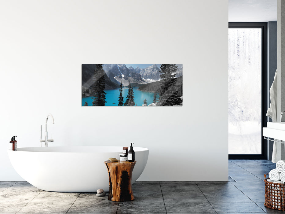 Moraine Lake kanadische Berge, Glasbild Panorama