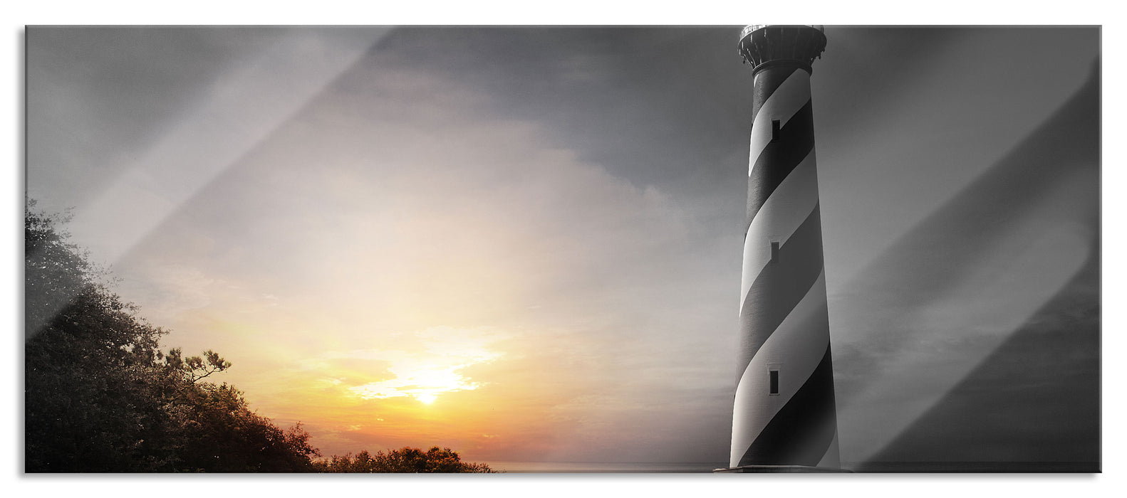 Pixxprint Cape Hatteras Leuchtturm, Glasbild Panorama