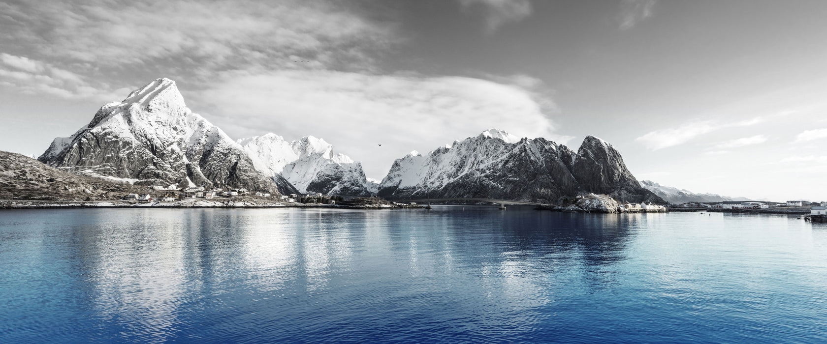 Lofoten in Norwegen, Glasbild Panorama