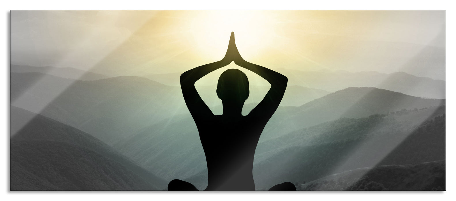 Pixxprint Yoga und Meditation, Glasbild Panorama