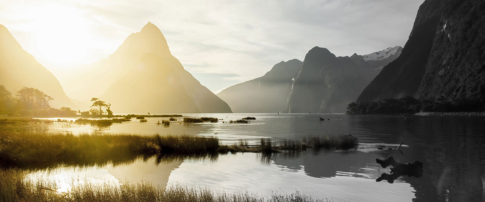 Milford Sound Neuseeland, Glasbild Panorama