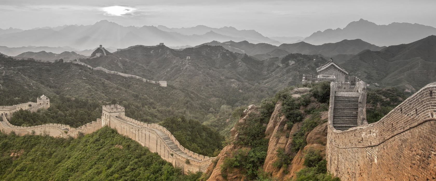 Chinesische Mauer, Glasbild Panorama